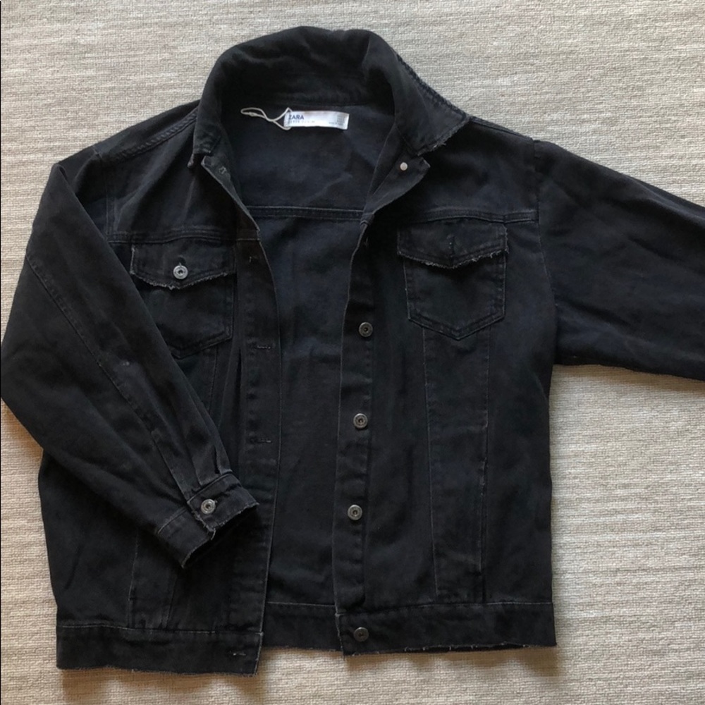 oversized zara dark gray/ black denim jacket